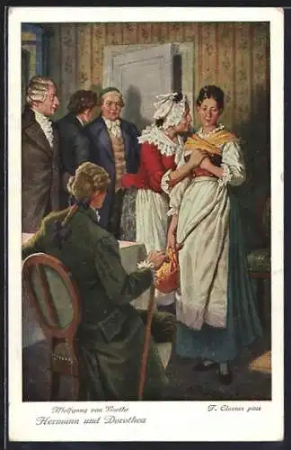 Künstler-AK F. Elssner: Wolfgang von Goethe, Hermann und Dorothea
