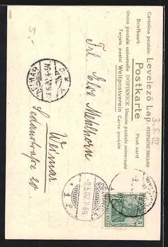 Lithographie Behüt Dich Gott! Überraschung, Trompeter von Säckingen mit Margarete