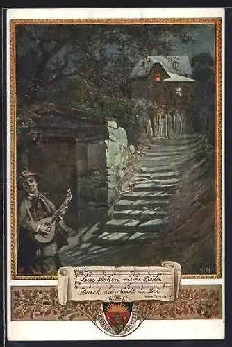 AK Deutscher Schulverein NR.445: Leise fliehen meine Lieder durch die Nacht zu dir