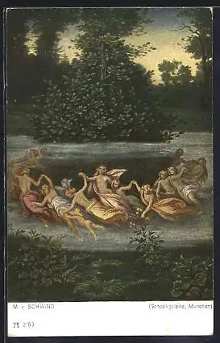 Künstler-AK Moritz von Schwind Nr. 2169, Elfentanz im Wasser