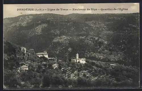 AK Bendejun, Ligne de Tram et Quartier de l`Église dans un paysage montagneux