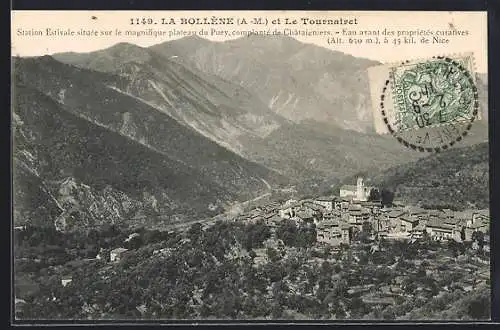 AK La Bollène, Vue du village et Le Tournairet sur le plateau du Puey, 45 km de Nice