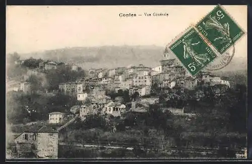 AK Contes, Vue générale du village sur la colline
