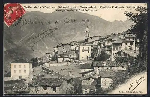 AK Belvédère, Vue prise de l`Hôtel Bellevue sur le village et les montagnes environnantes