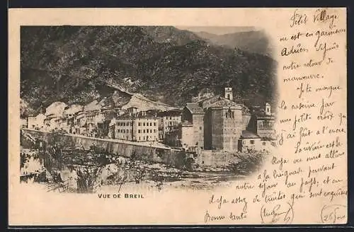 AK Breil, Vue du village avec montagnes en arrière-plan