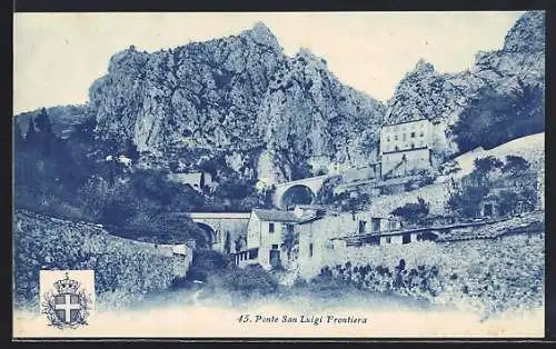 AK Ponte San Luigi, Frontière avec vue sur la montagne et bâtiments historiques