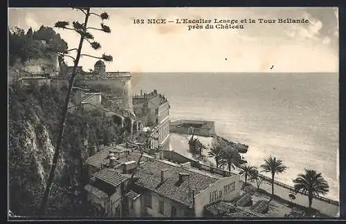 AK Nice, L`Escalier Lesage et la Tour Bellanda près du Château
