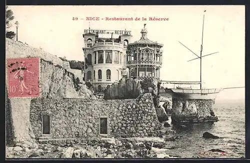 AK Nice, Restaurant de la Réserve surplombant la mer