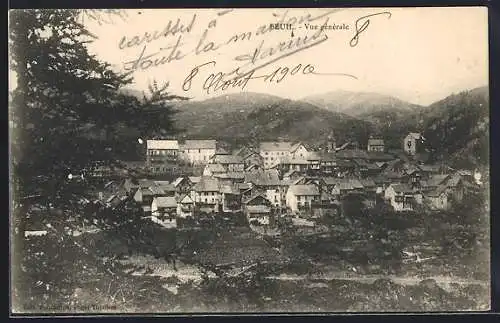 AK Beuil, Vue générale du village et des collines environnantes