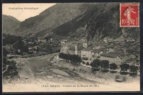 AK Breil, Vallée de la Roya avec vue sur le village et la rivière