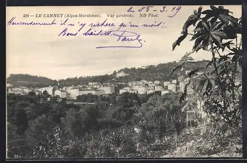 AK Le Cannet, Vue générale des Alpes-Maritimes