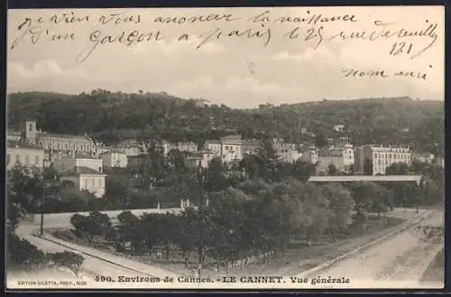 AK Le Cannet, Vue générale du village et des collines environnantes
