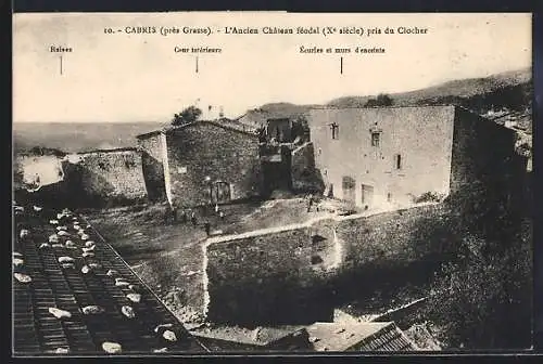 AK Cabris, L`Ancien Château féodal, Xe siècle, pris du clocher