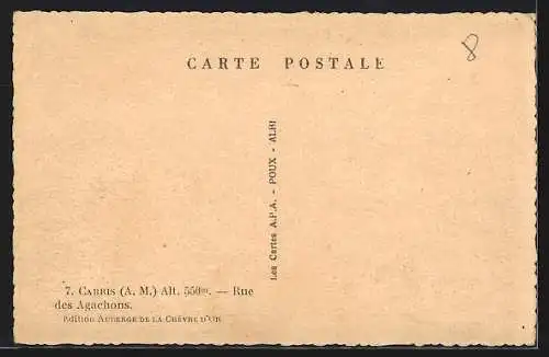 AK Cabris, Rue des Agachons avec vue sur le clocher au loin