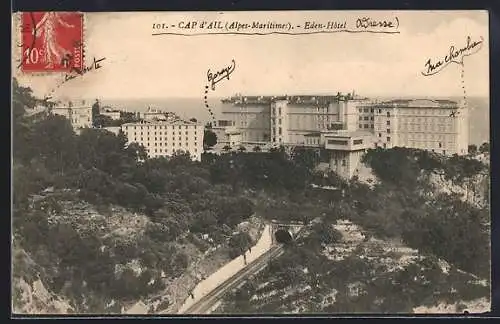 AK Cap d`Ail, Vue de l`Éden-Hôtel et des environs boisés