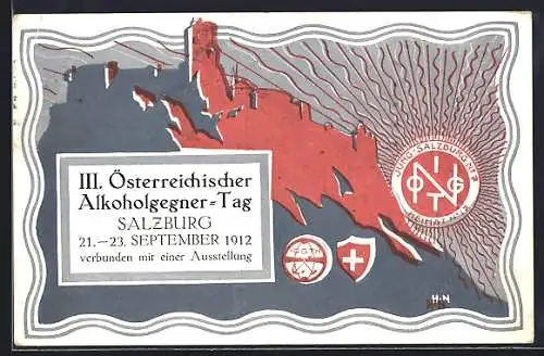 AK Salzburg, III. Österreichischer Alkoholgegner-Tag 1912