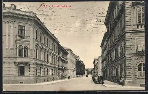 AK Graz, Elisabethstrasse Ecke Glacisstrasse