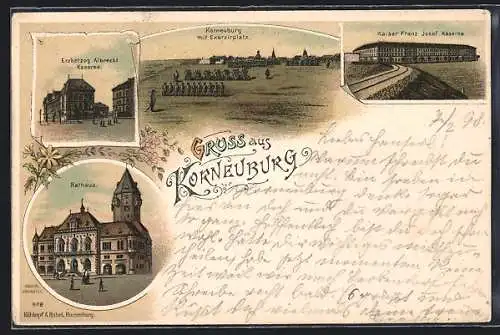 Lithographie Korneuburg, Erzherzog Albrecht-Kaserne, Kaiser Franz Josef-Kaserne