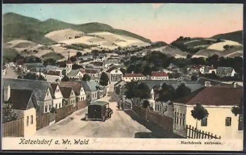 AK Katzelsdorf a. Wr. Wald, Ortsansicht mit Auto