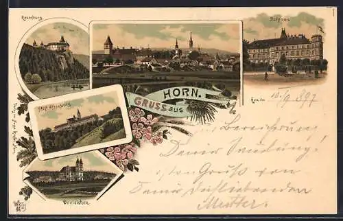 Lithographie Horn, Schloss, Rosenburg, Stift Altenburg, Dreieichen