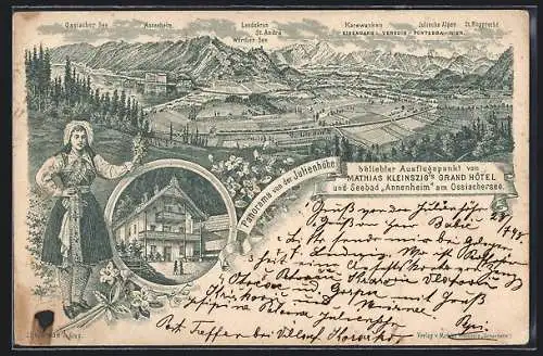 Lithographie Annenheim a. Ossiachersee, Mathias Kleinszigs Grand Hotel