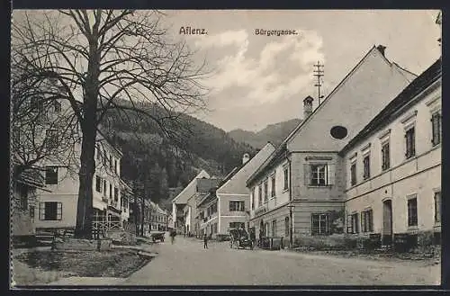 AK Aflenz, Bürgergasse mit Geschäften