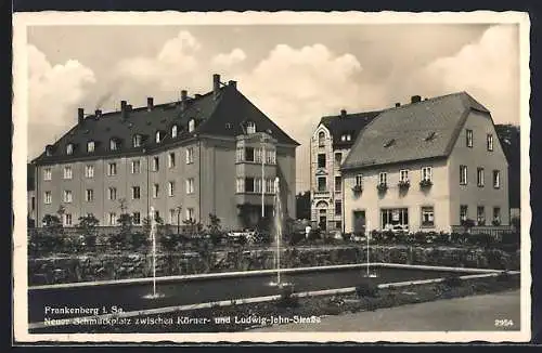 AK Frankenberg i. Sa., Neuer Schmuckplatz zwischen Körner- und Ludwig-Jahn-Strasse