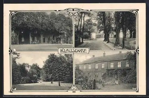 AK Klausdorf / Kiel, Partie im Garten, Gartenseite des Hauses, Hausauffahrt