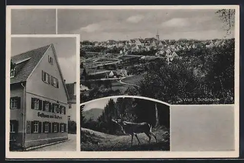 AK Weil i. Schönbuch, Gasthaus u. Bäckerei zum Hirsch, Bes. Th. Schöck