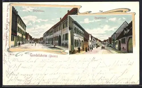 AK Gondelsheim /Baden, Blick in die Haupstrasse