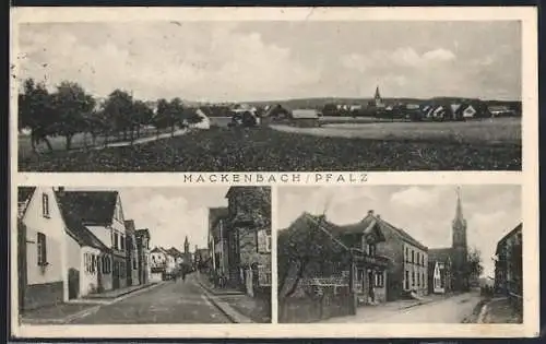 AK Mackenbach /Pfalz, Strassenpartien und Blick auf den Ort