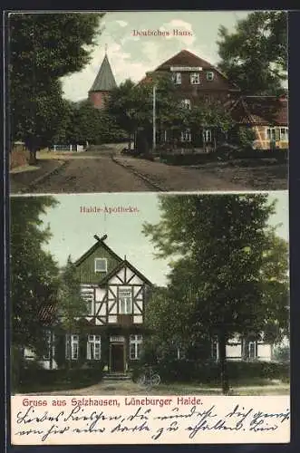 AK Salzhausen / Lüneburger Heide, Gasthaus Deutsches Haus, Apotheke