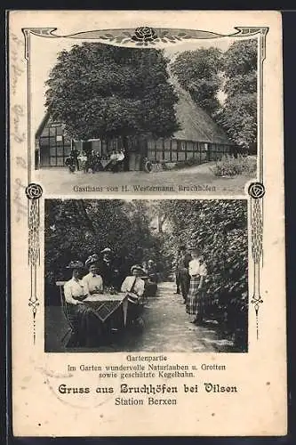 AK Bruchhöfen bei Vilsen, Gasthaus von H. Westermann mit Gartenpartie