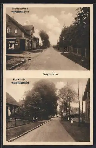 AK Augustfehn, Mühlenstrasse, Poststrasse