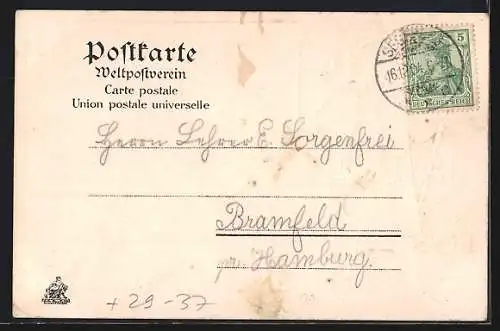 Passepartout-Lithographie Bad Segeberg, Markt und Kirche, Zeremonienmeister und Wappen