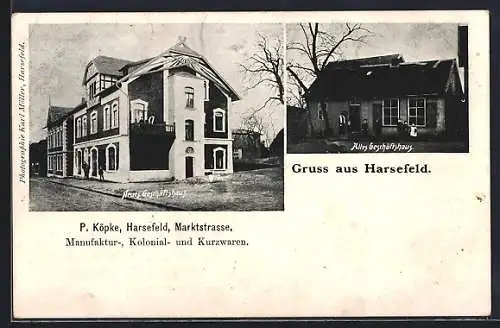 AK Harsefeld, Neues Geschäftshaus von O. Köpke in der Marktstrasse