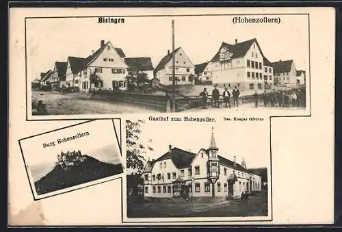 AK Bisingen /Hohenzollern, Gasthof zum Hohenzoller, Bes. Kaspar Gfrörer, Burg Hohenzollern