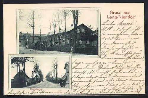 AK Lang-Niendorf, Dorfstrasse mit Anwohnern