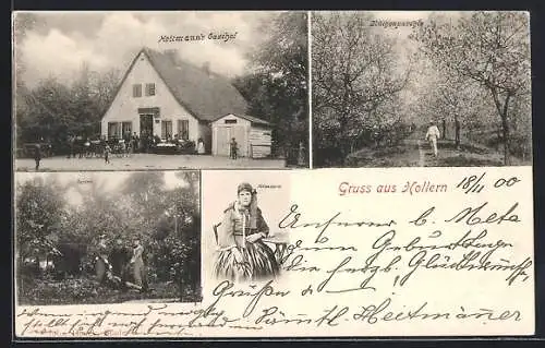 AK Hollern, Heitmann`s Gasthof, Blüthenpartie und Garten
