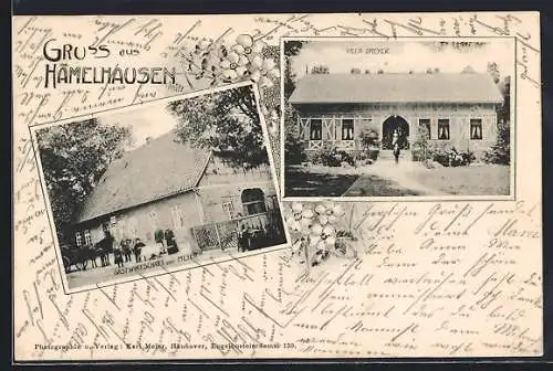 AK Hämelhausen, Gasthaus Meyer, Villa Dreyer mit Garten
