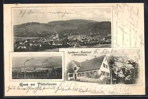 AK Plüderhausen, Gasthaus zum Bahnhof von J. Rockenhäuser