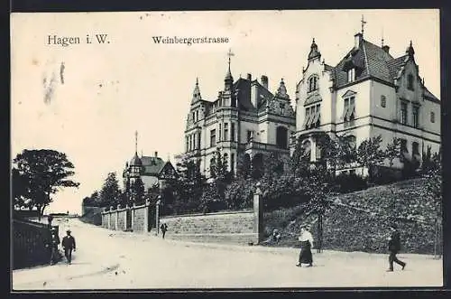 AK Hagen i. W., Villen in der Weinbergerstrasse