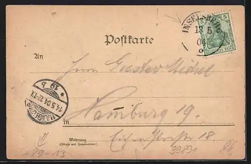 Winter-Lithographie Inselsberg, Rehe vor dem Berg