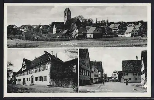AK Gärtringen, Totalansicht, Schloss und Partie beim Rathaus