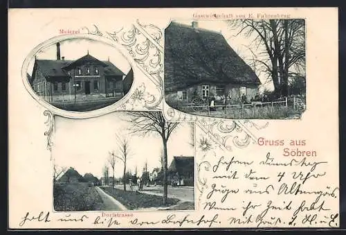 AK Söhren /Weede, Gasthaus von E. Fahrenkrug, Meierei und Dorfstrasse