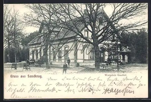 AK Sandkrug / Oldenburg, Warnekes Gasthof mit Gartenpartie