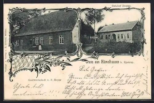 AK Hämelhausen b. Eystrup, Gastwirtschaft v. F. Meyer und Gutshof Dreyer