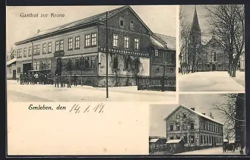 AK Emleben, Gasthaus zur Krone, Kirche