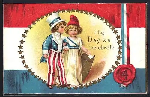 Präge-AK The Day we celebrate, July 4th