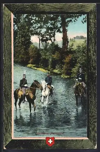 AK Schweizer Soldaten in Uniformen auf Pferden